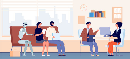 Office Job Queue with Robot vector image