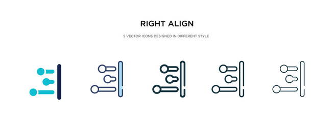 right align icon in different style two colored vector image