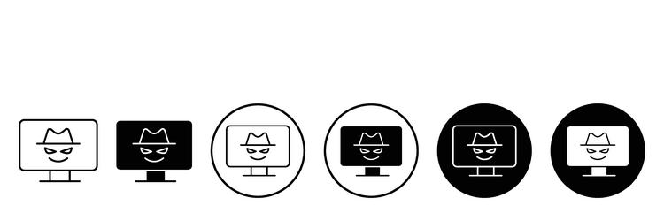 hacker icon set on white background vector image