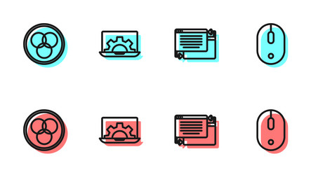 set line ui or ux design rgb and cmyk color vector image