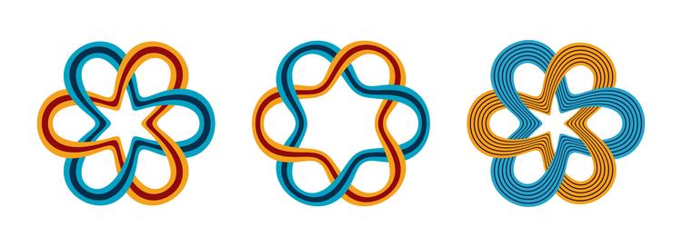 set of interlacing smooth lines circular patterns vector image