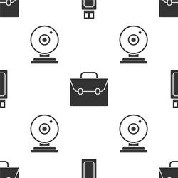 Set usb flash drive briefcase and web camera vector