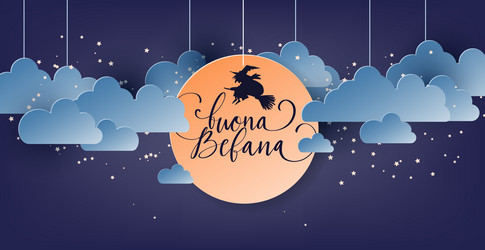 buona befana translation happy epiphany card vector