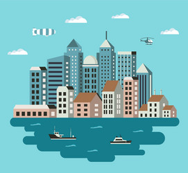 Smart city flat design modern skyscrapers Vector Image