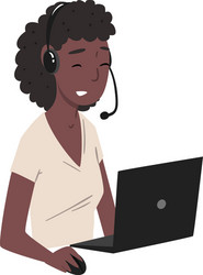 female call center operator african american vector