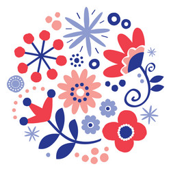 Floral Scandinavian Circle Pattern Vector Image