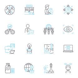 integration linear icons set synergy unification vector image