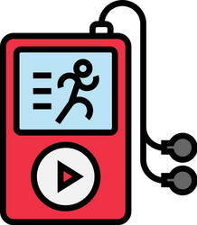 Running music playlist icon player with run vector