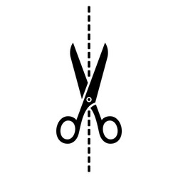 scissors icon with cut line on white background vector image