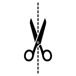 Scissors icon with cut line on white background vector