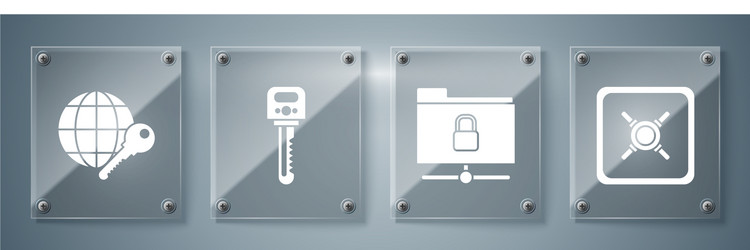 Set safe ftp folder and lock key globe vector