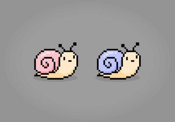 8 bit pixel of snail animal for game assets vector