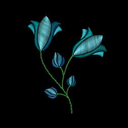 flowers embroidery on black background vector