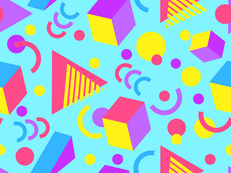 geometric seamless pattern with memphis elements vector image