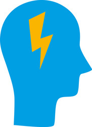 Head with thunder line and fill style icon vector