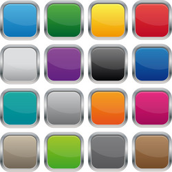 Metallic Square Button Set vector image