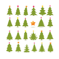 set of different fir trees on white background vector