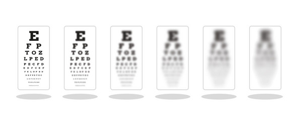 sharp and five unsharp snellen chart vector image