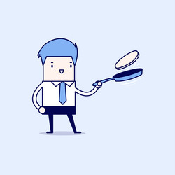 businessman making fresh pancakes on breakfast vector