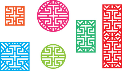 chinese pattern frame for window and fence vector image