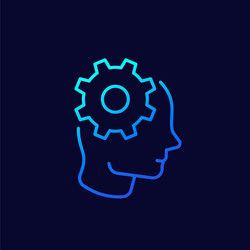 creativity thinking linear icon with a head vector