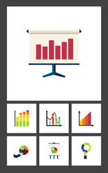 flat icon graph set of monitoring easel vector image
