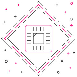 line computer processor with microcircuits cpu vector image