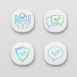 Approve app icons set vector