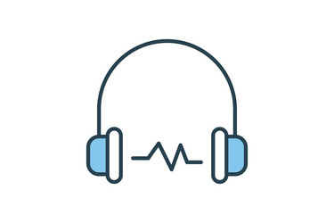 Headphone icon related to device computer vector