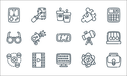 nerd line icons linear set quality vector image