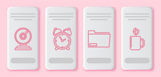 set line web camera alarm clock document folder vector image