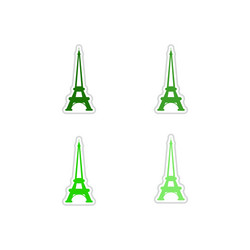set of paper stickers on white background eiffel vector