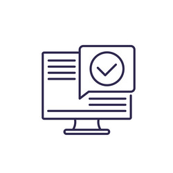 completed progress line icon with a computer vector image