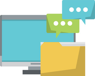 computer with documents folder vector image