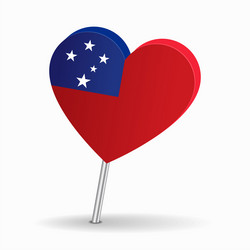 samoan flag heart-shaped map pointer layout vector image