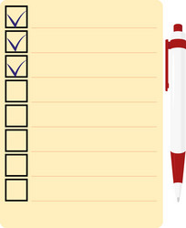 Checklist with red pen icon vector