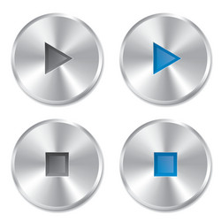 Realistic metallic play and stop player buttons vector