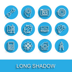 set line calculator processor wrench spanner vector image