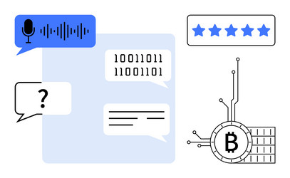 technology elements with chat bubbles binary code vector image