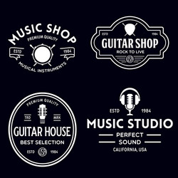 Vintage Music Shop Badges & Logos Vector Image