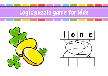 logic puzzle game learning words for kids find vector image