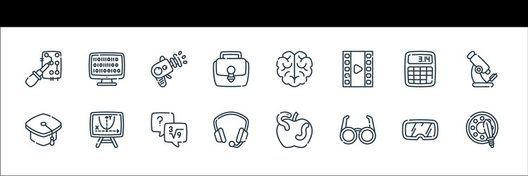 Nerd line icons linear set quality vector