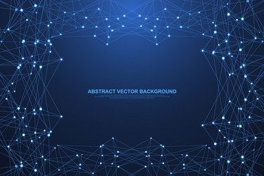 polygonal science background with connecting dots vector image