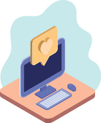desktop computer screen with email notifications vector image