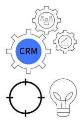 gears with crm user group bar chart target vector image