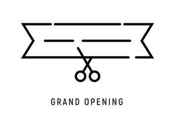 Inauguration grand opening ceremony line icon cut vector