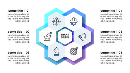 infographic template hexagon with 6 steps and text vector image
