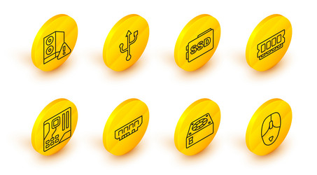 set line computer mouse cooler ram random vector image
