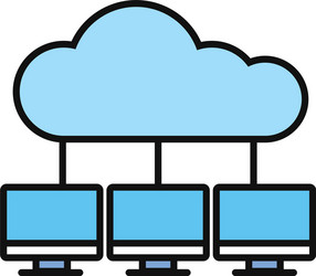 Cloud computing computers center internet flat vector