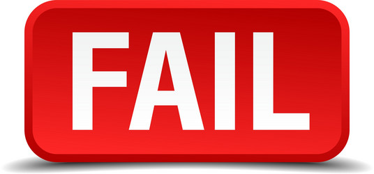 fail red 3d square button isolated on white vector image